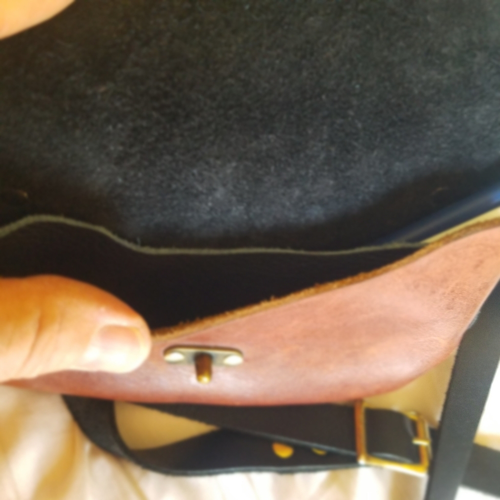 Hand crafted small laced leather crossbody clutch purse Black Brown - Picture 4 of 11